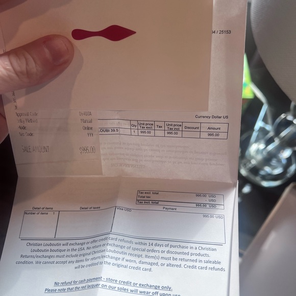 Christian Louboutin red and gold spike flat shoe - Picture 7 of 9